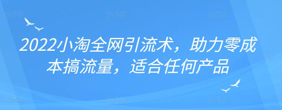 2022年小淘全网引流术,助力零成本搞流量,适合任何产品